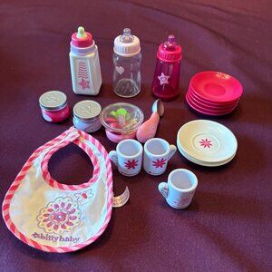 American Girl Bitty Baby Feeding Set Lot – 17 Pieces